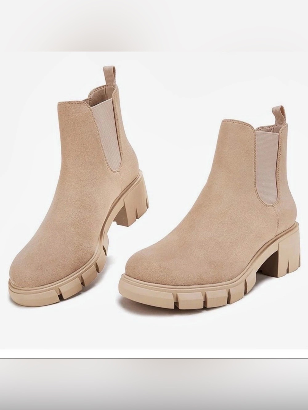 ZBY Beige Platform Chelsea Ankle Boots New